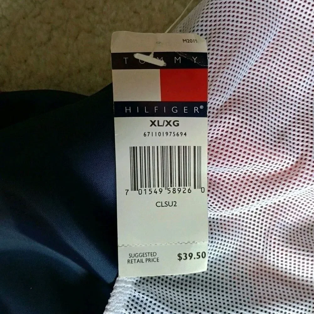 Tommy Hilfiger Mens Swim Trunks XL Vintage Style Board Shorts Red Blue NWT READ